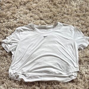 Nike White Gray Polo Crop T-Shirt